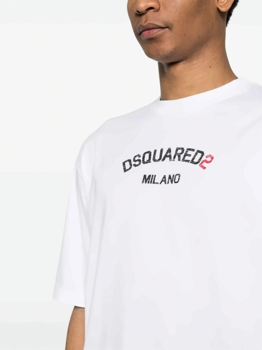 Dsquared2 Classic Crew Neck White Short-Sleeve T-Shirt With Bold Logo Print