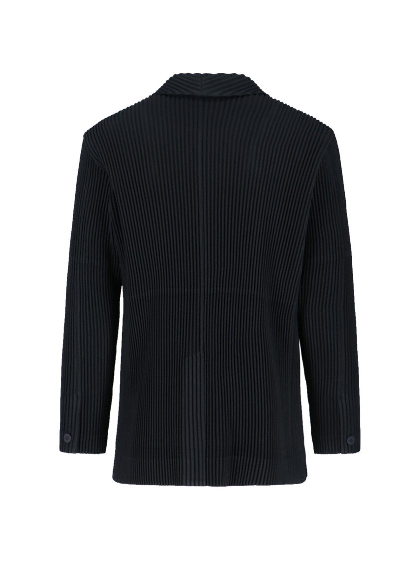 Homme Plissé Issey Miyake Minimalist Black Jacket With Cut