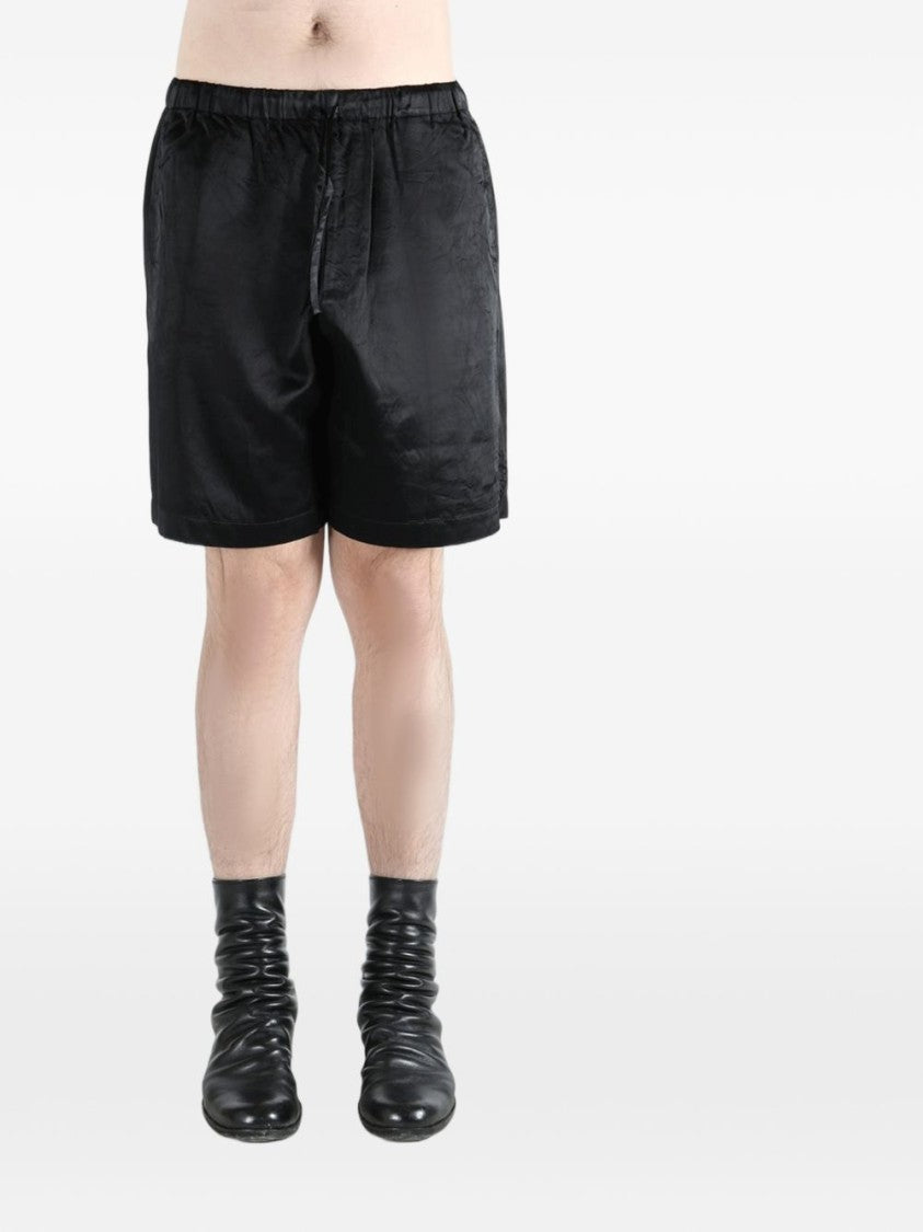 Dries Van Noten Black Drawstring Elasticated Waistband Shorts