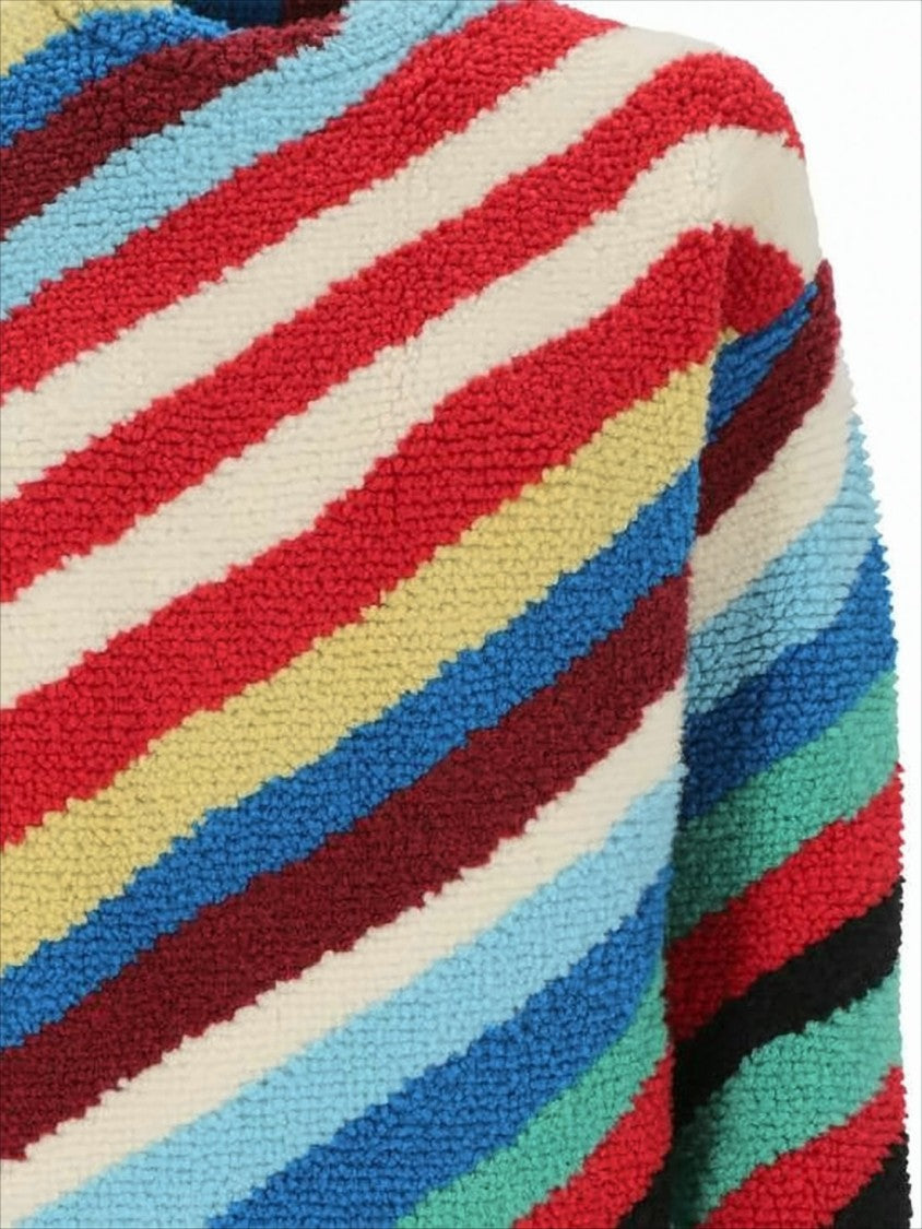 Bottega Veneta Textured Diagonal Striped Knit Sweater