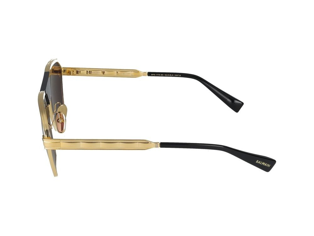 Balmain Geometric Acetate Sunglasses With Gold-Tone Metal Accents