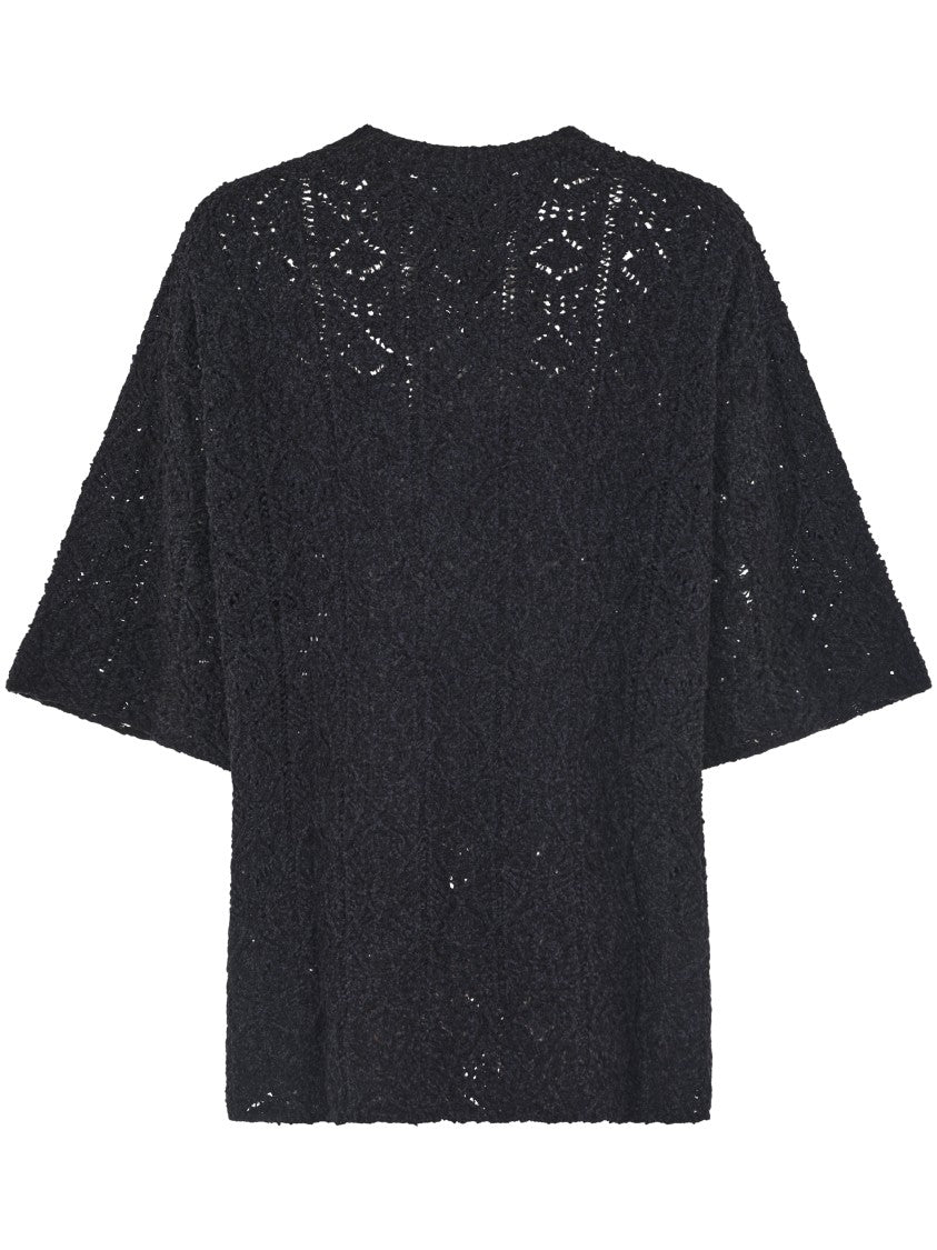 Loulou Studio Textured Open-Knit Black Shirt