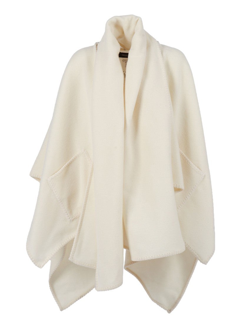 Fabiana Filippi Wool Scarf Cape With Two Piercings Diamond Thread Butter Color