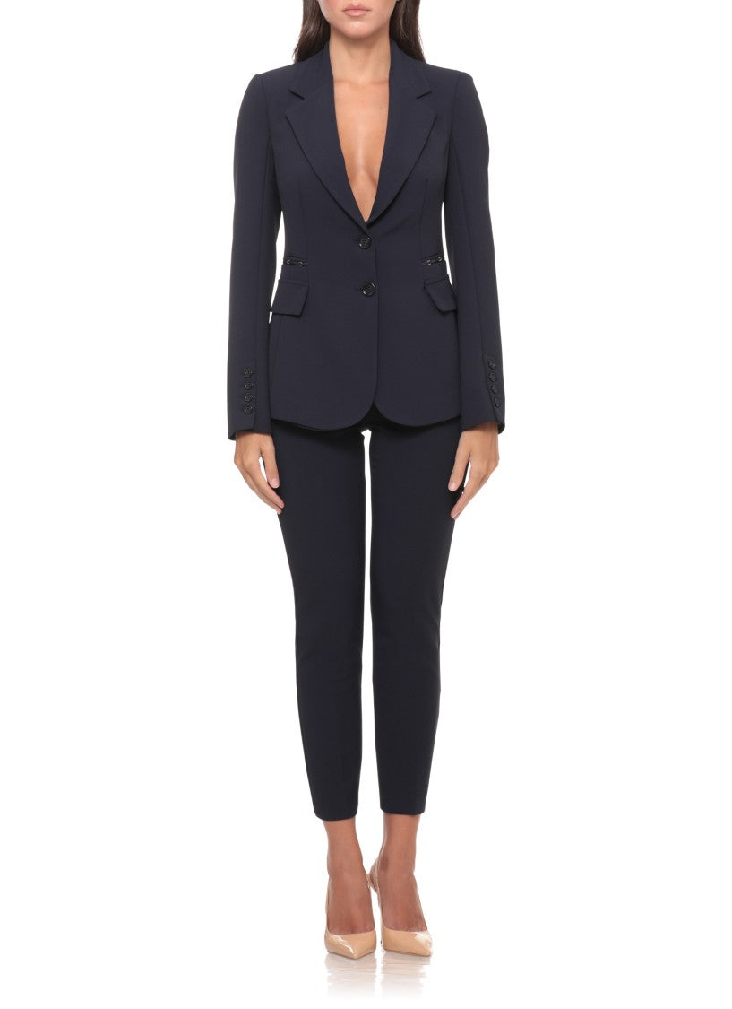 Elisabetta Franchi Structured Tailored Jacket With Padded Shoulders And Gold Embellishments