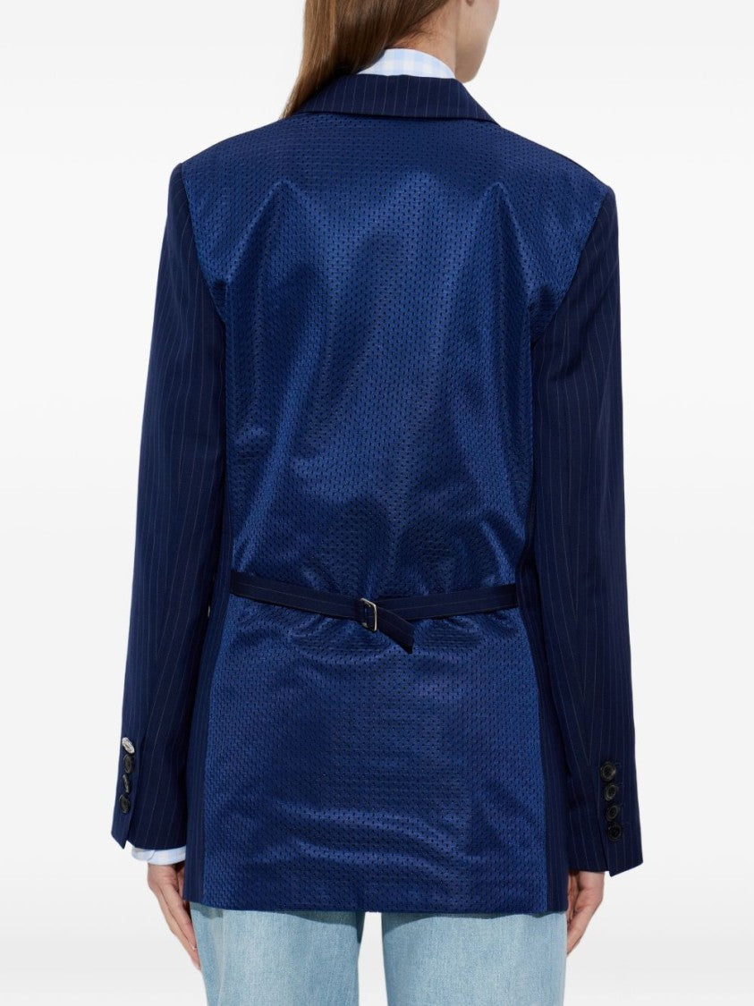 Moschino Blue Silk And Nylon Zip Jacket