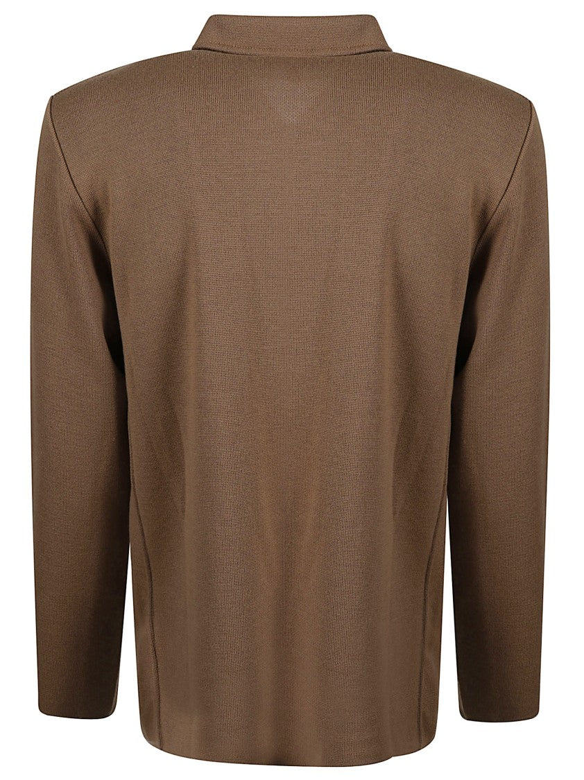 Lardini Structured Wool Knit Overshirt With Flap Pockets