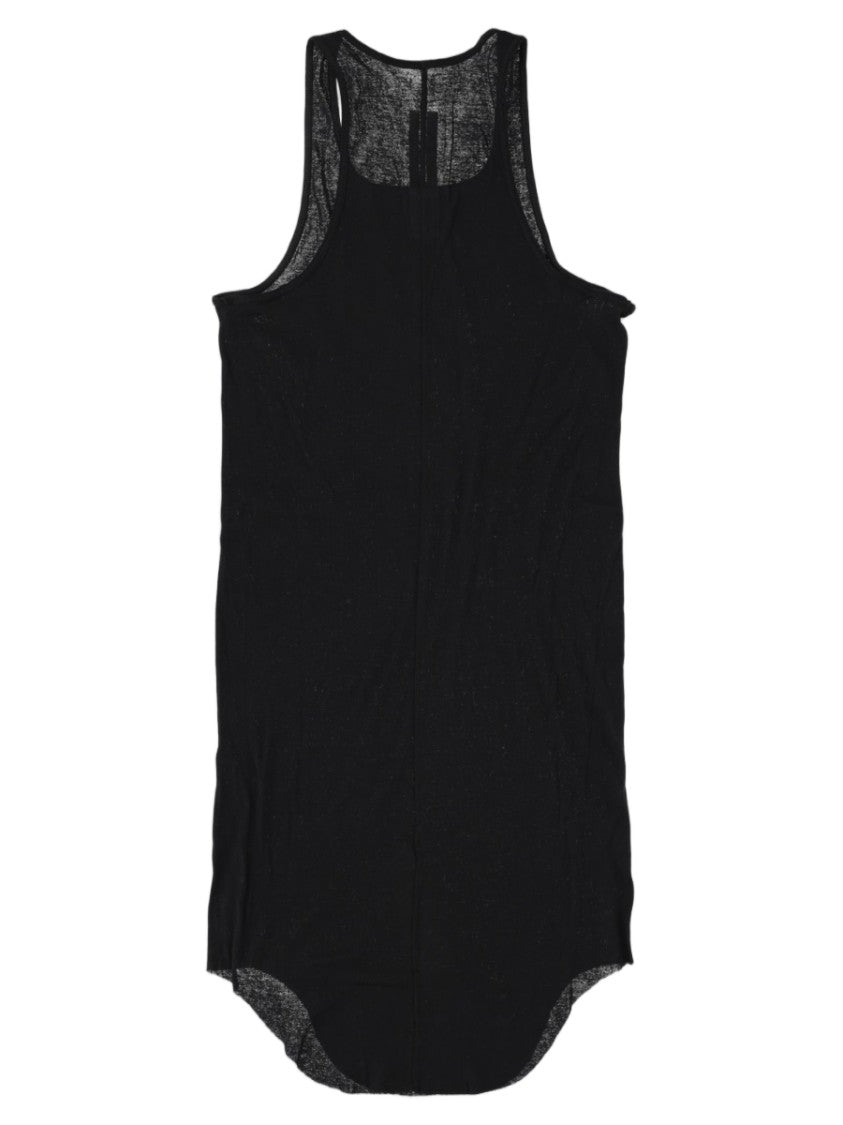 Rick Owens Basic Rib Scoop Neck Curved Hem Cotton Tank Top
