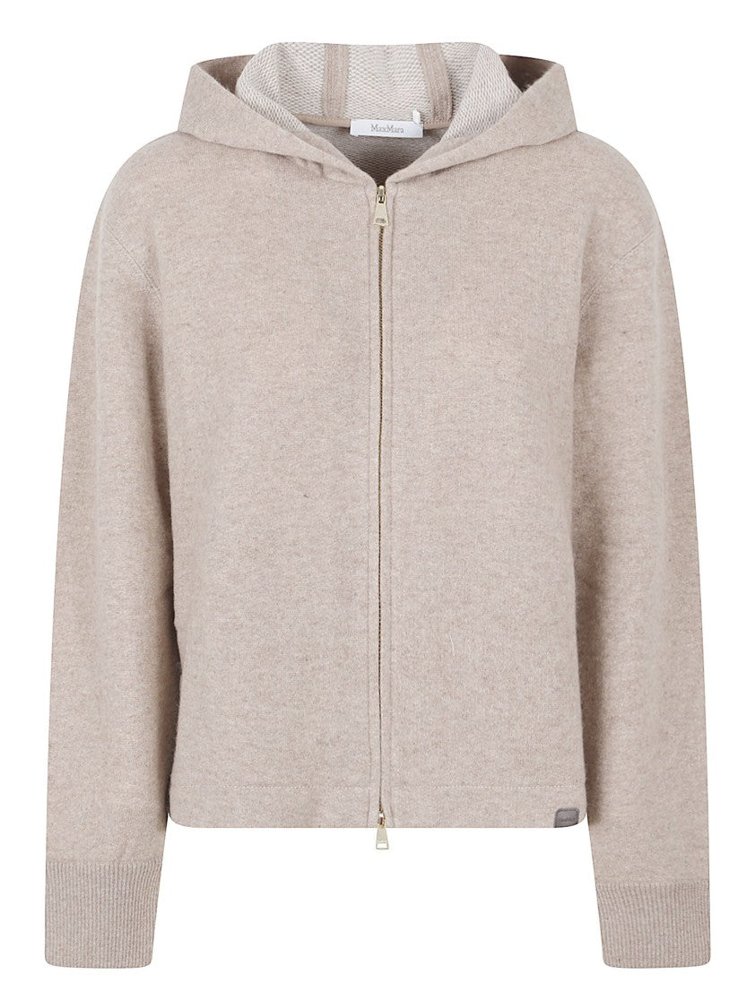 Max Mara Beige Knit Sweater With Hood