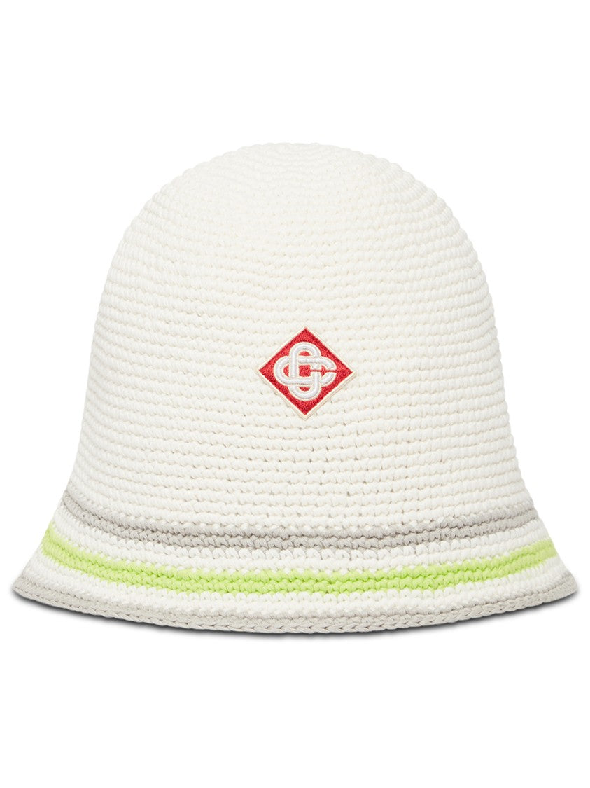 Casablanca Textured Crochet Bucket Hat With Artistic Stripe Pattern