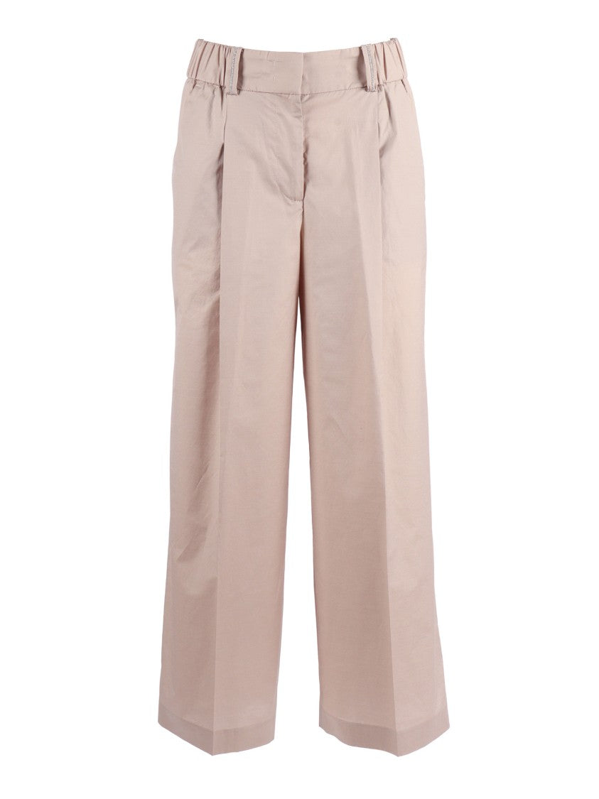 Peserico Cropped Wide-Leg Trousers With Elasticated Waistband
