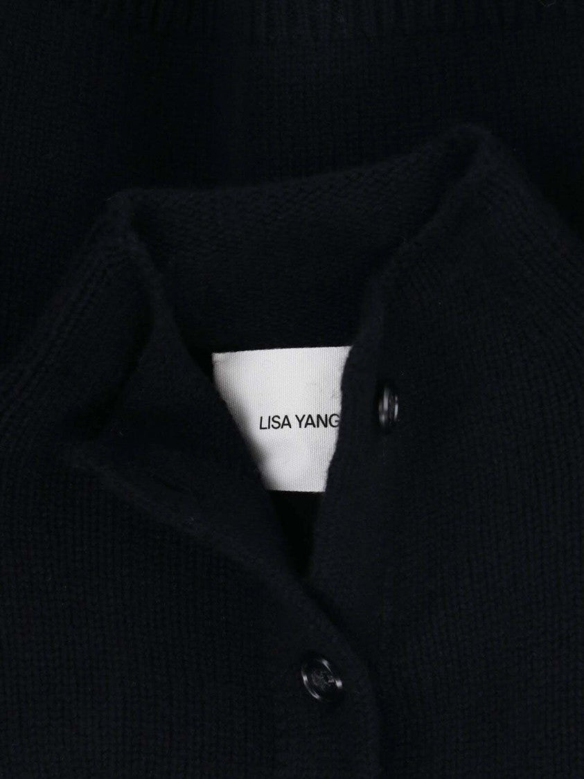 Lisa Yang Cropped Ribbed Button-Down Knit Sweater