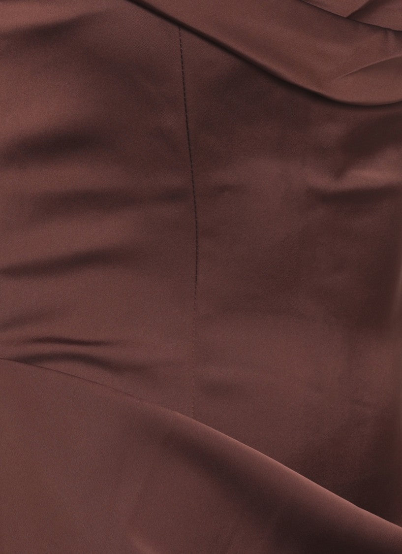 Rotate Bodice-Structured Long Dress With Draped Neckline