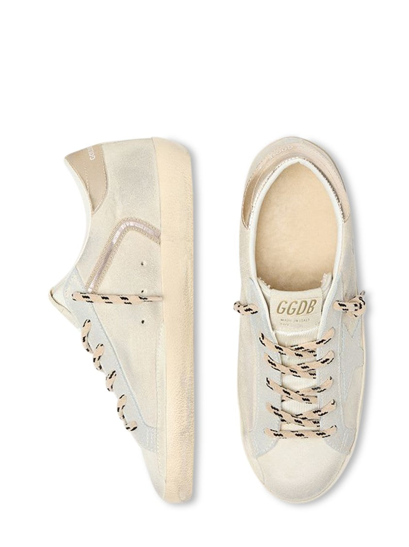 Golden Goose Distressed Off-White Low-Top Sneakers With Signature Star Detail