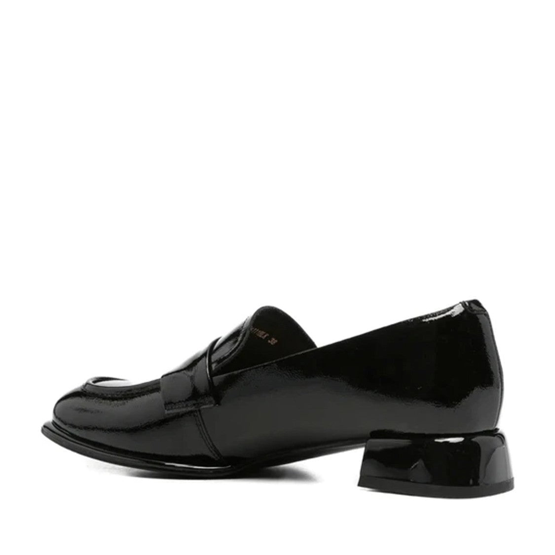 Sergio Moretti Black Glossy Rounded Square Toe Strap Patent Leather Loafers