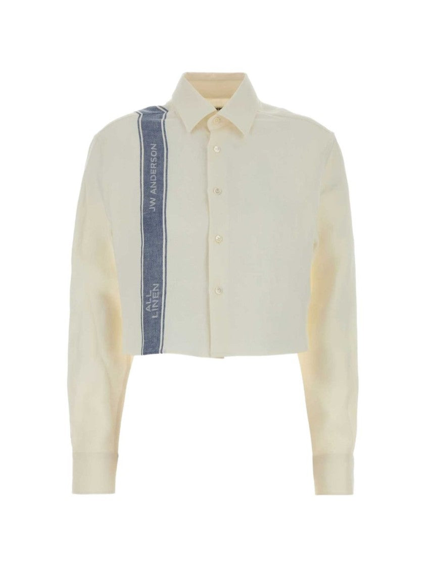 J. W. Anderson Cropped Linen Vertical Stripe Shirt