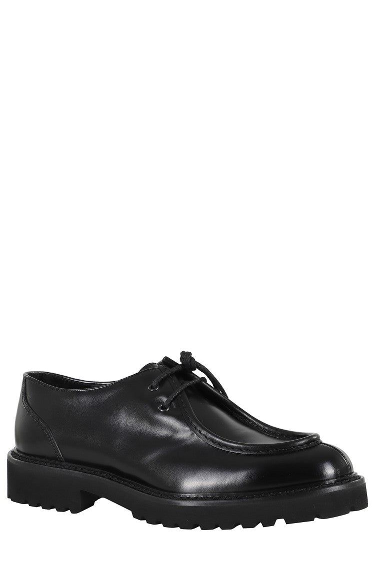 Doucal's Black Smooth Leather Derby Shoes With Lace-Up Closure