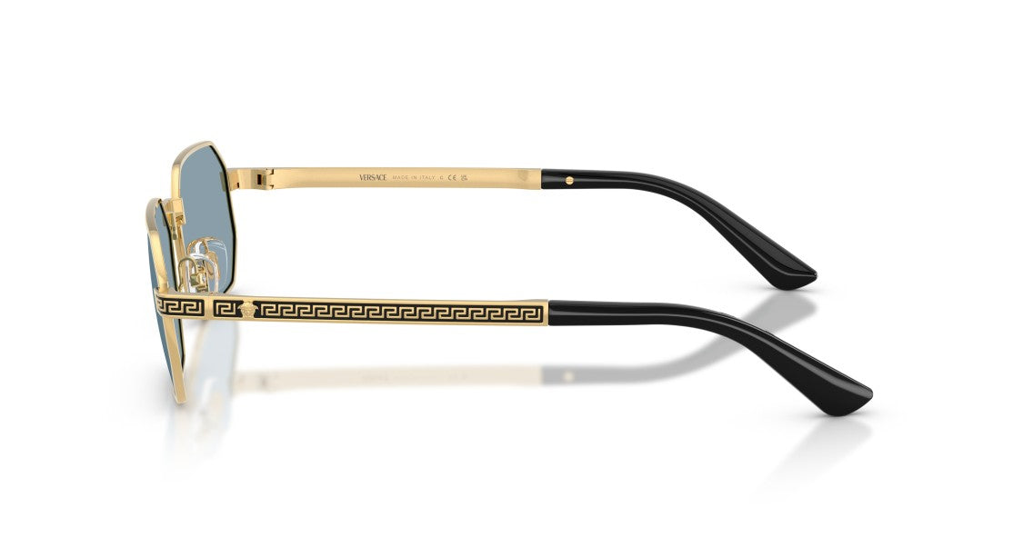 Versace Geometric Frame Sunglasses With Gold Metal Rims