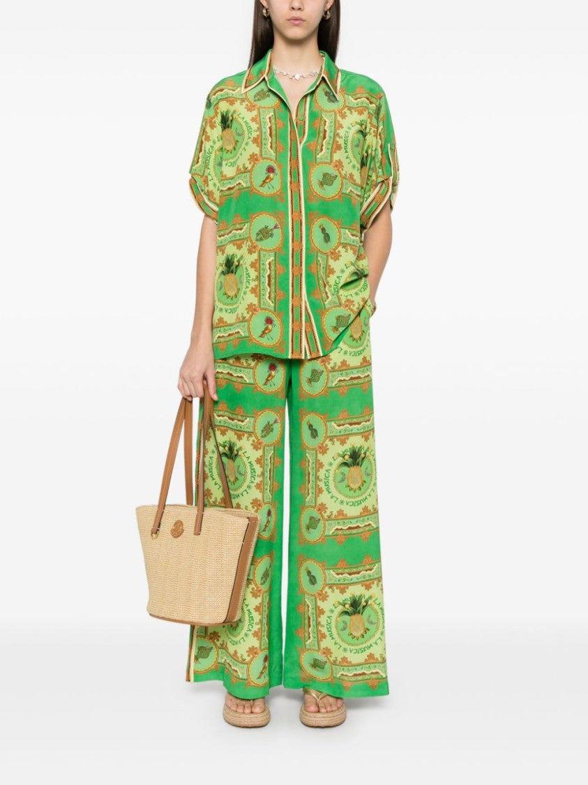 Alemais Grass Green Silk Shirt