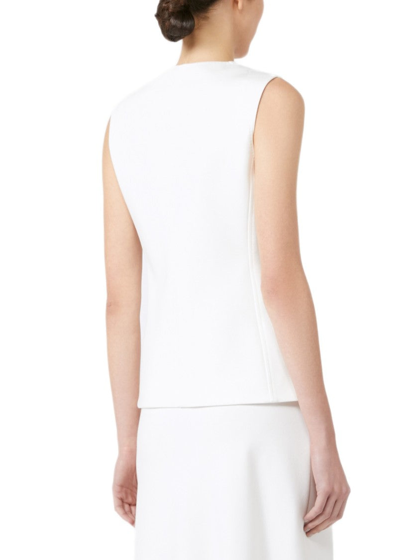 Max Mara Compact Viscose Jersey Vest With Monogram Jacquard Lining