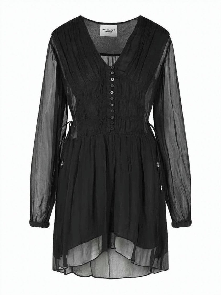 Isabel Marant Multicolour Viscose Midi Sheer V-Neck Dress