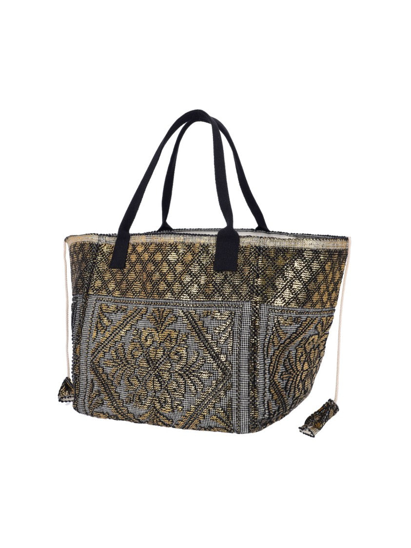 Ledaf Black Olbia Embroidered Tassel Tote Bag