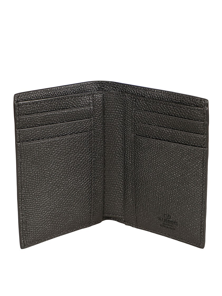 Valentino Garavani Black Grained Leather Credit Card Holder