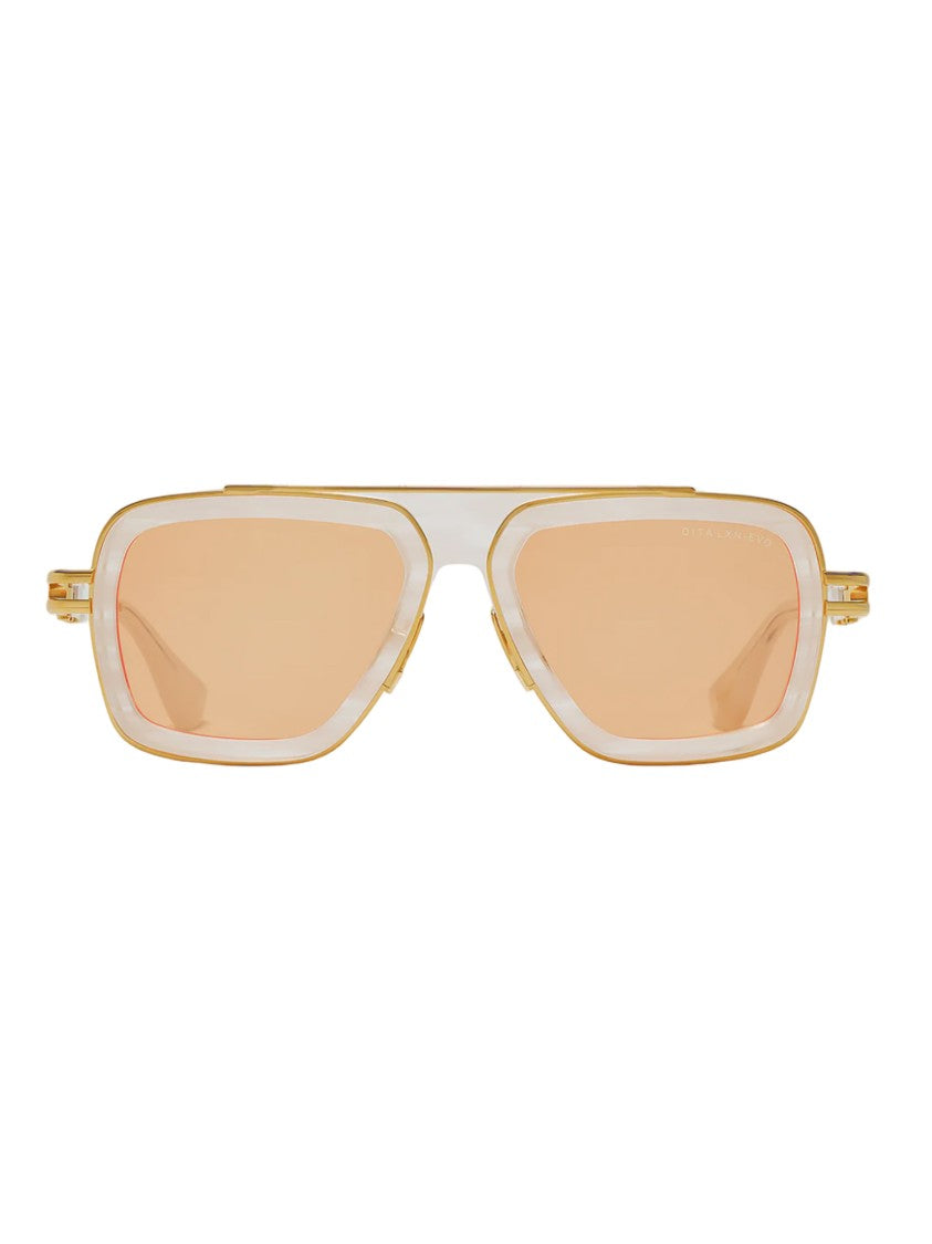 Dita Bold Geometric Acetate And Metal Sunglasses With Warm Tinted Lenses