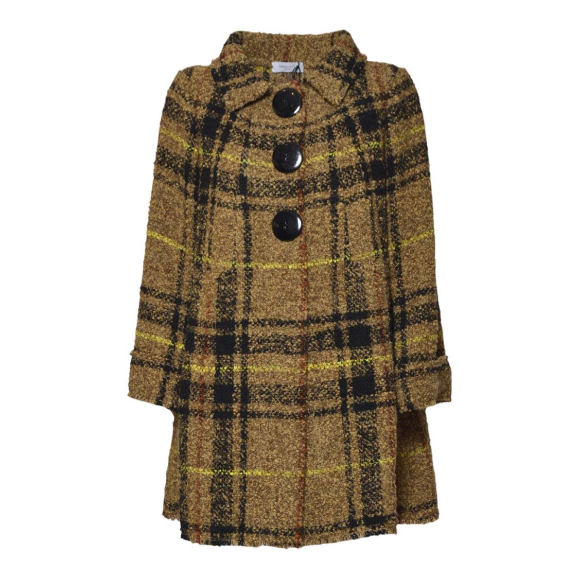 Charlott Textured Plaid Mid-Length Jacket With Structured Collar
