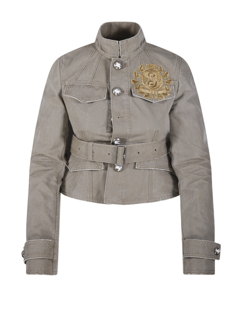 Burberry Cropped Jacket With High Collar