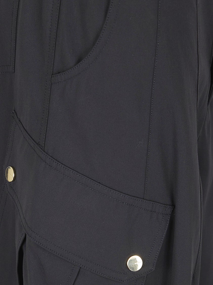Pinko Cotton Twill Trousers With Crinkled Texture And Utility Pockets