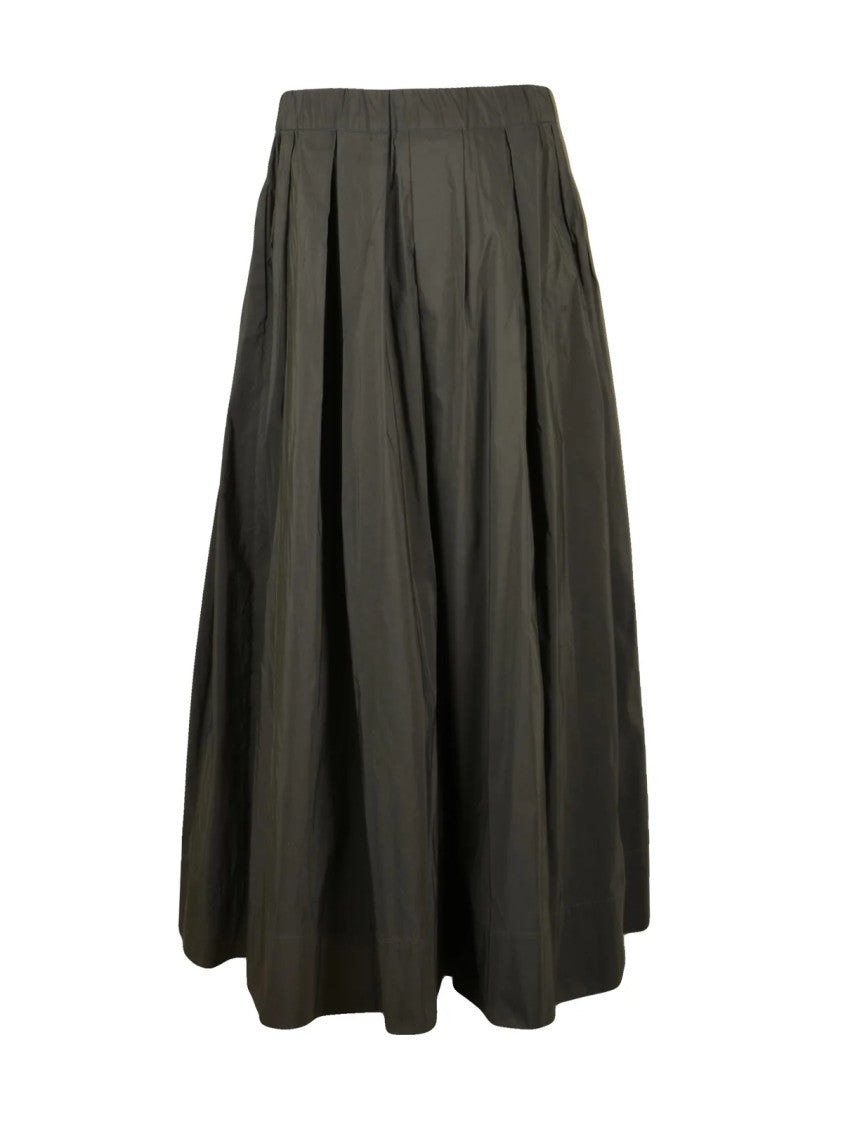 Max Mara Flowing Green Maxi Skirt With Elasticated Waistband And Practical Pockets