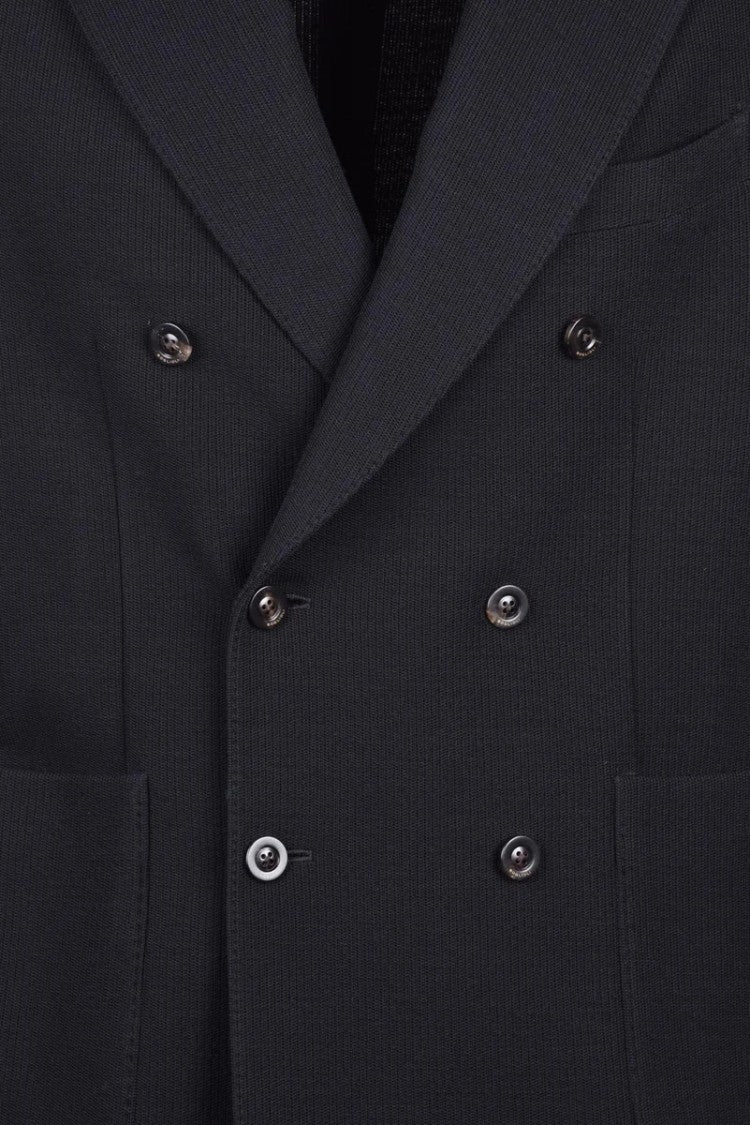 Boglioli Double-Breasted Knit Blazer - Black