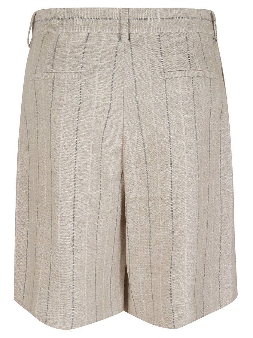 Antonelli Firenze Refined Linen Blend Bermuda Shorts With Pinstripe