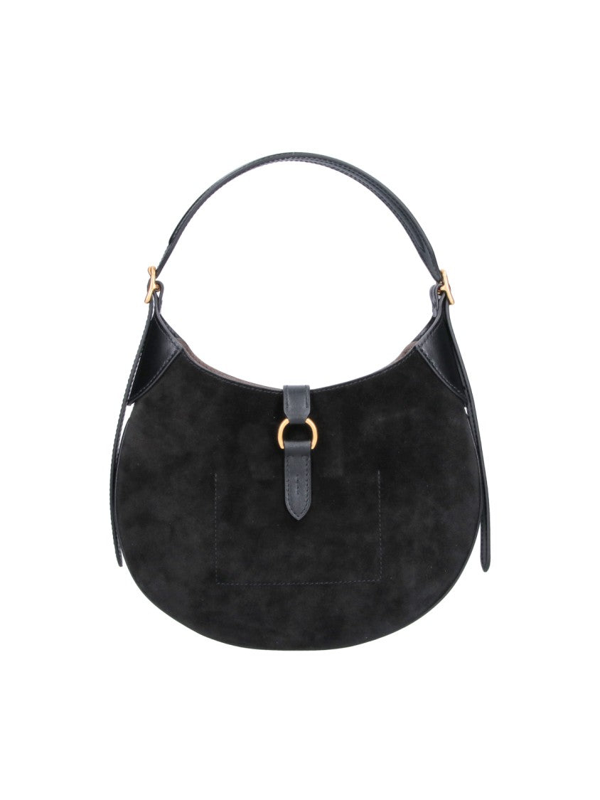 Polo Ralph Lauren Black Polo Id Suede Shoulder Bag