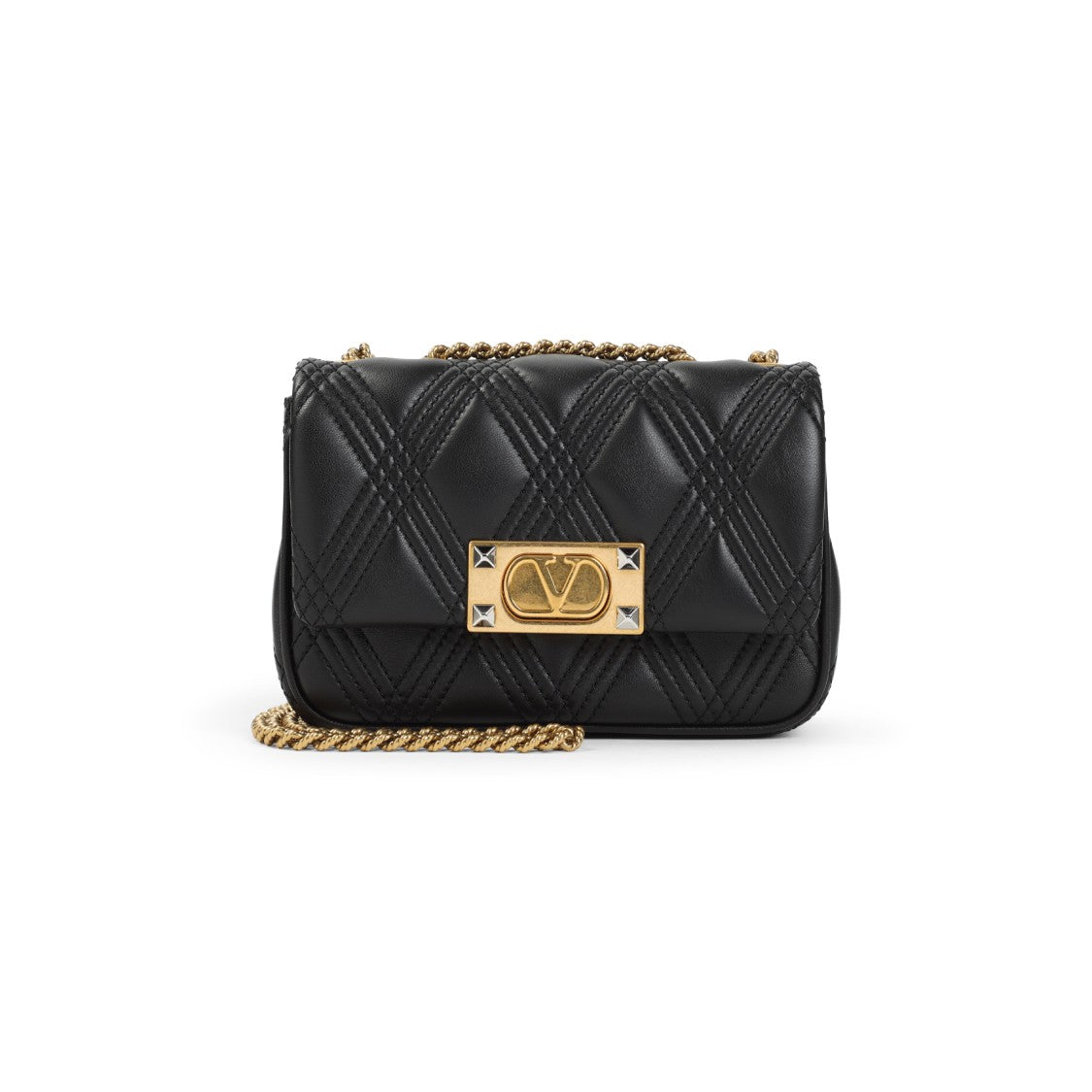 Valentino Quilted Black Leather Shoulder Bag