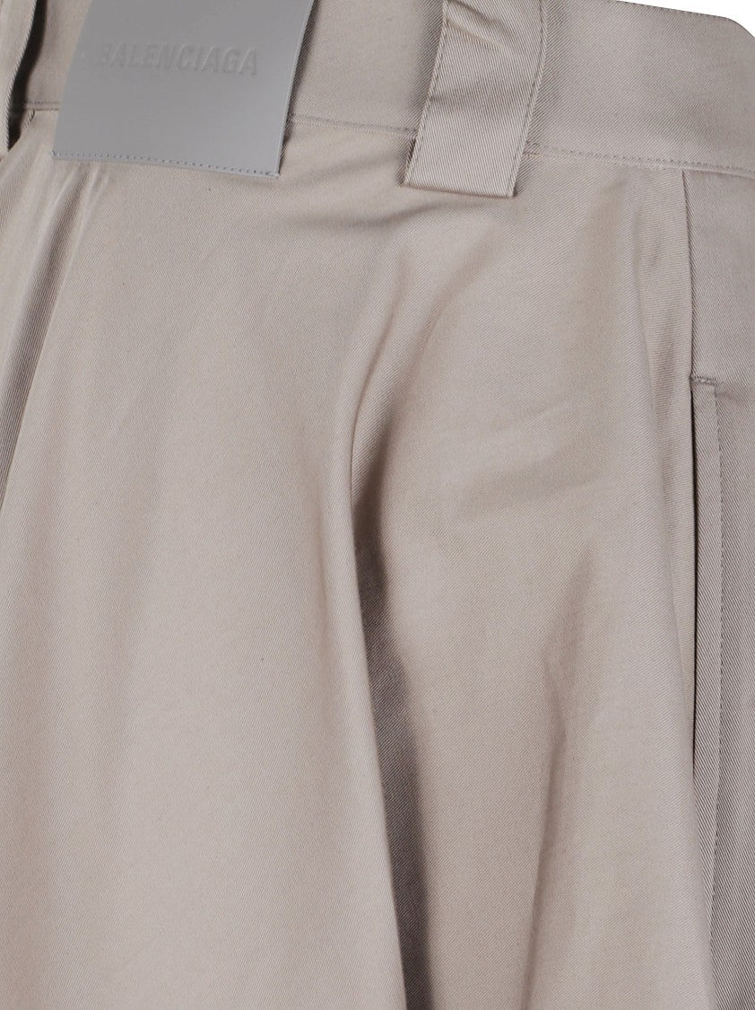 Balenciaga Balloon Silhouette Shorts With Draped Effect And Logo Patch