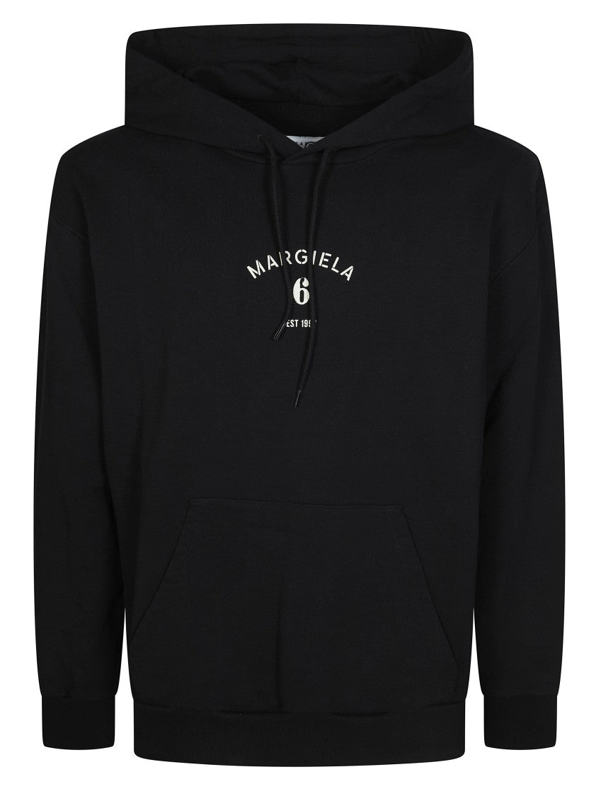 Mm6 By Maison Margiela Black Hooded Kangaroo Pocket Sweatshirt