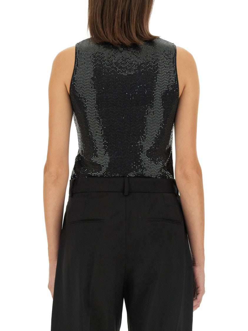 Mcm Satin-Finish Black Tank Top