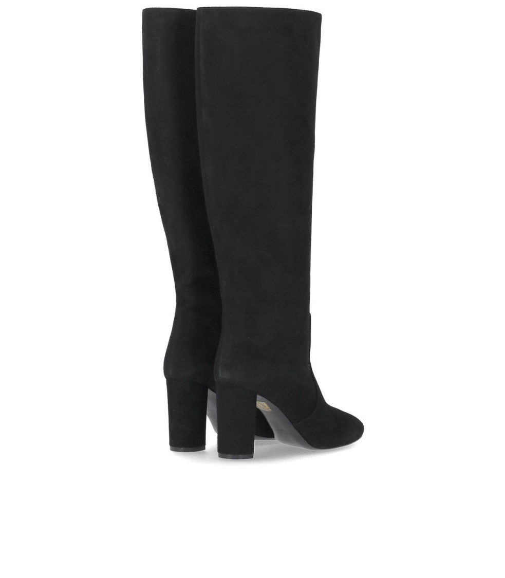 Via Roma 15 Black Suède Heeled High Boot