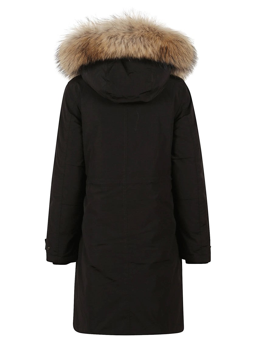 Woolrich Elongated Polyamide Parka With Plush Fur-Lined Hood