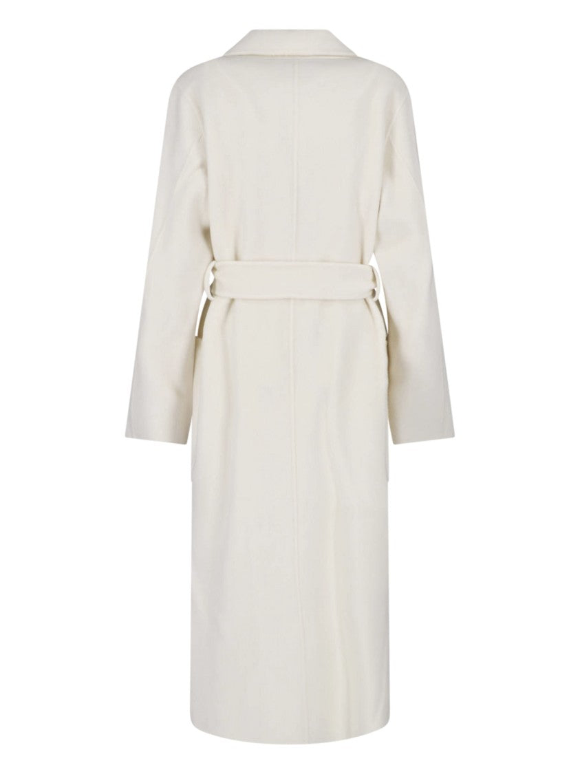 Ivy & Oak White Iocelia Long Belted Wool Coat