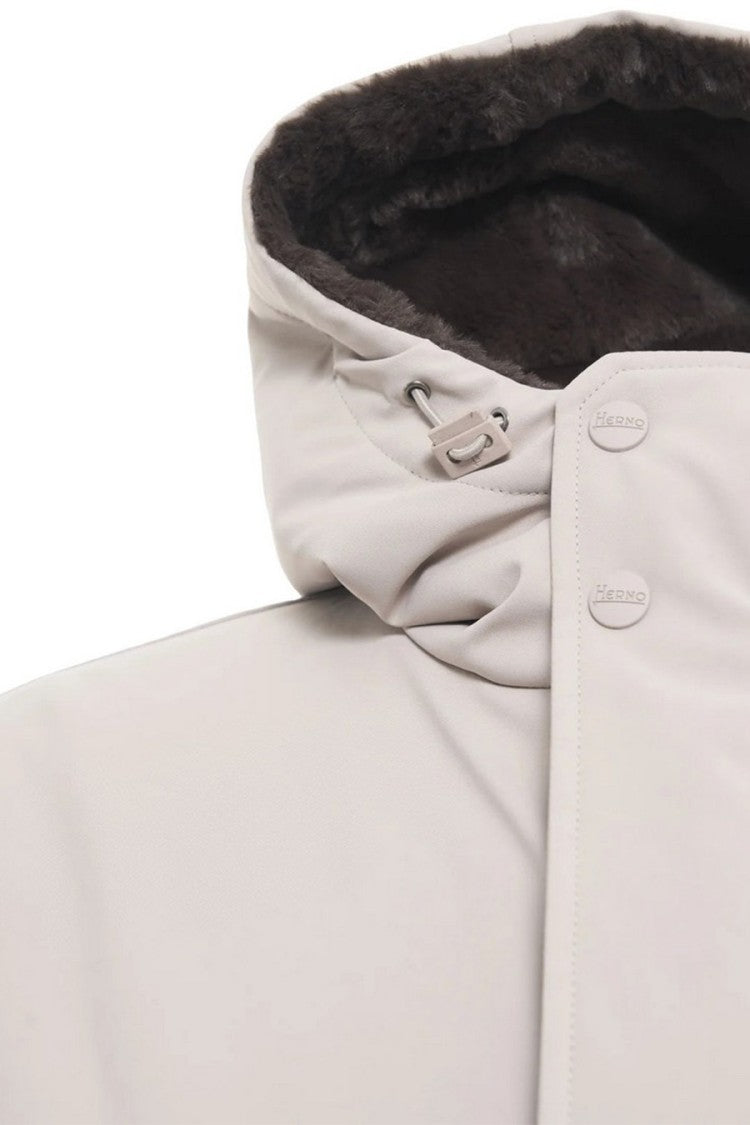 Herno Grey Polyester Hooded Parka Coat