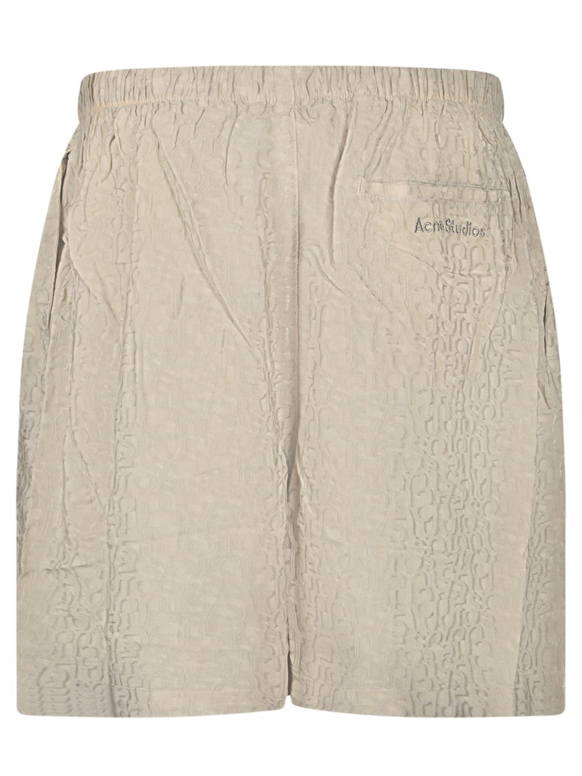 Acne Studios Textured Grey Shorts With Elastic Waistband And Logo Detail