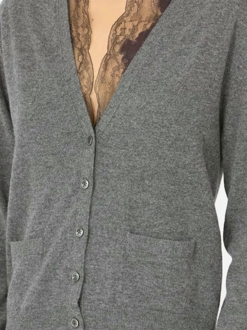 Maison Margiela Deep V-Neck Wool Cardigan With Ribbed Detailing