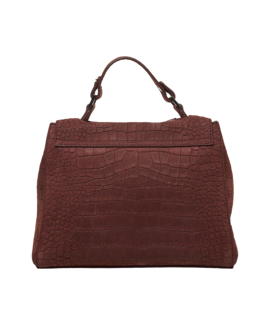 Orciani Crocodile-Effect Leather Handbag With Top Handle