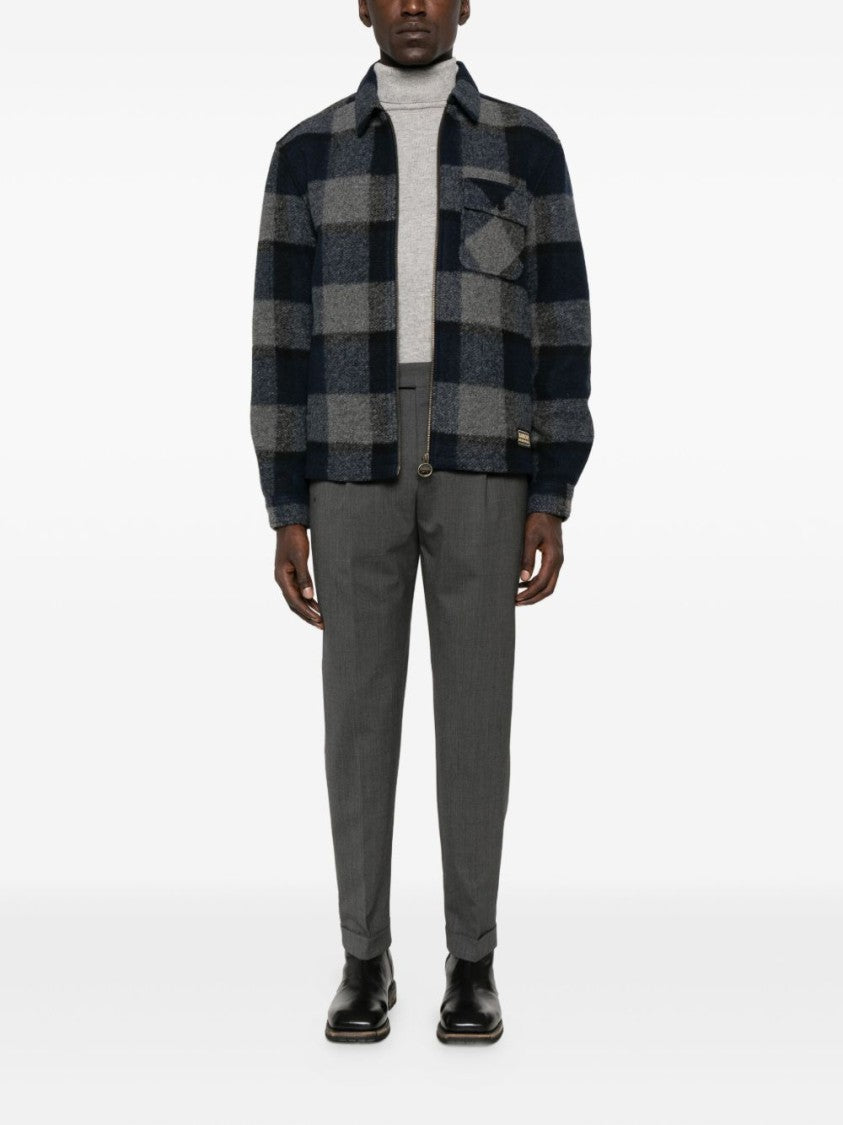 Barbour Boxy Fit Navy Blue Checked Overshirt