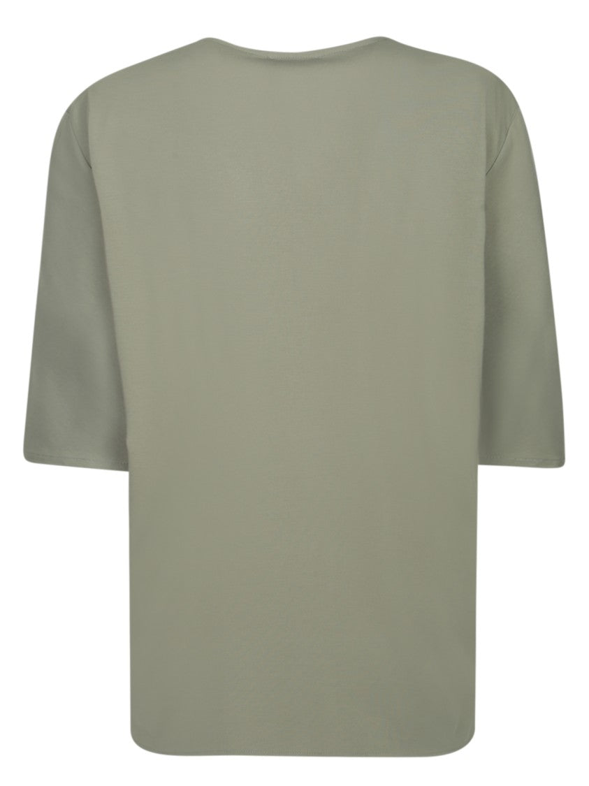 Blanca Vita Sage Jersey Blouse With Deep V-Neck