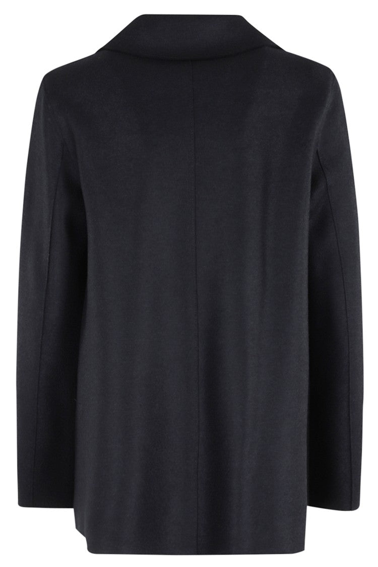 Harris Wharf London Double-Breasted Dark Blue Peacoat