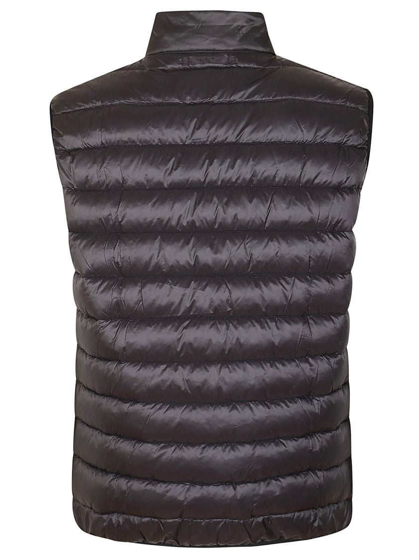Barbour Quilted Black Racer Reed Gilet With High Collar