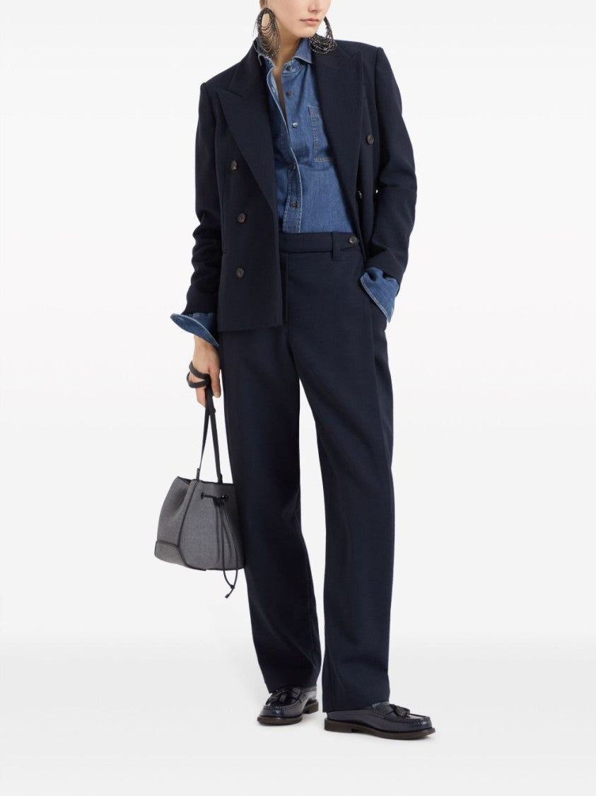 Brunello Cucinelli Double-Breasted Tailored Jacket With Structured Silhouette